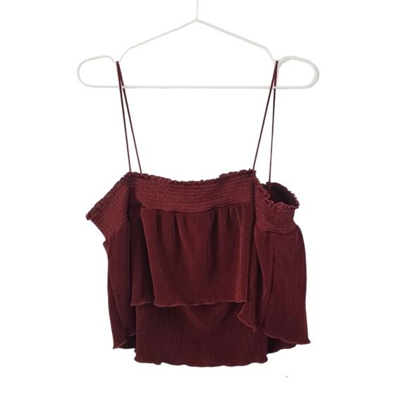 Urban Outfitters Out From Under Pleated Cropped Top Brown size Large - Picture 2 of 8